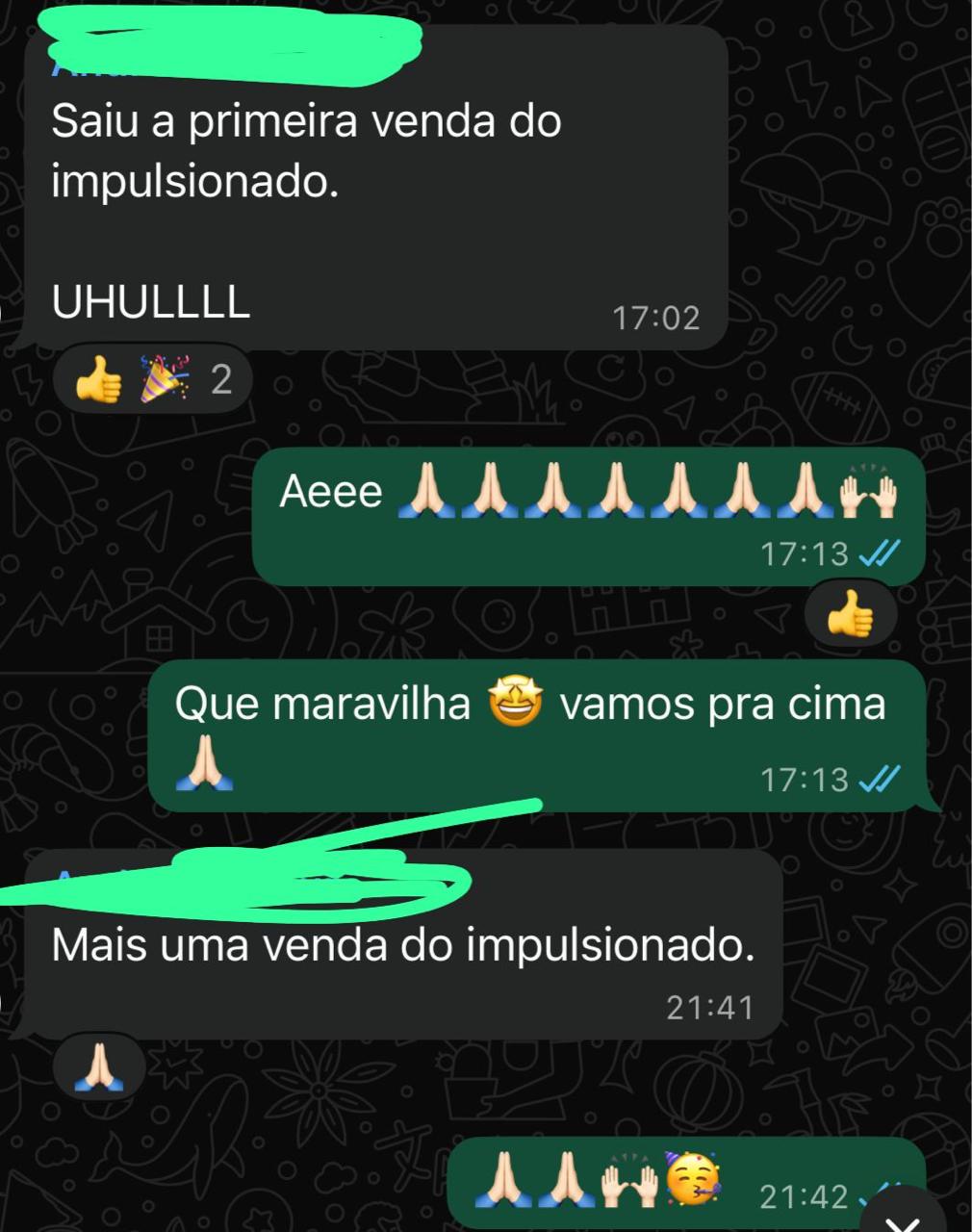 Turismo: "Saiu a primeira venda do impulsionado — UHULLL". E vieram mais no mesmo dia.